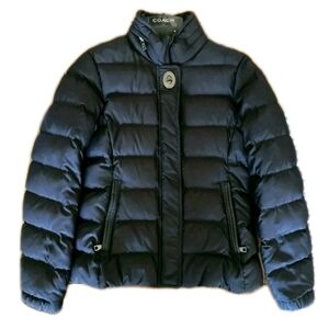 Coach Black Down Puffer Tattersall Jacket L